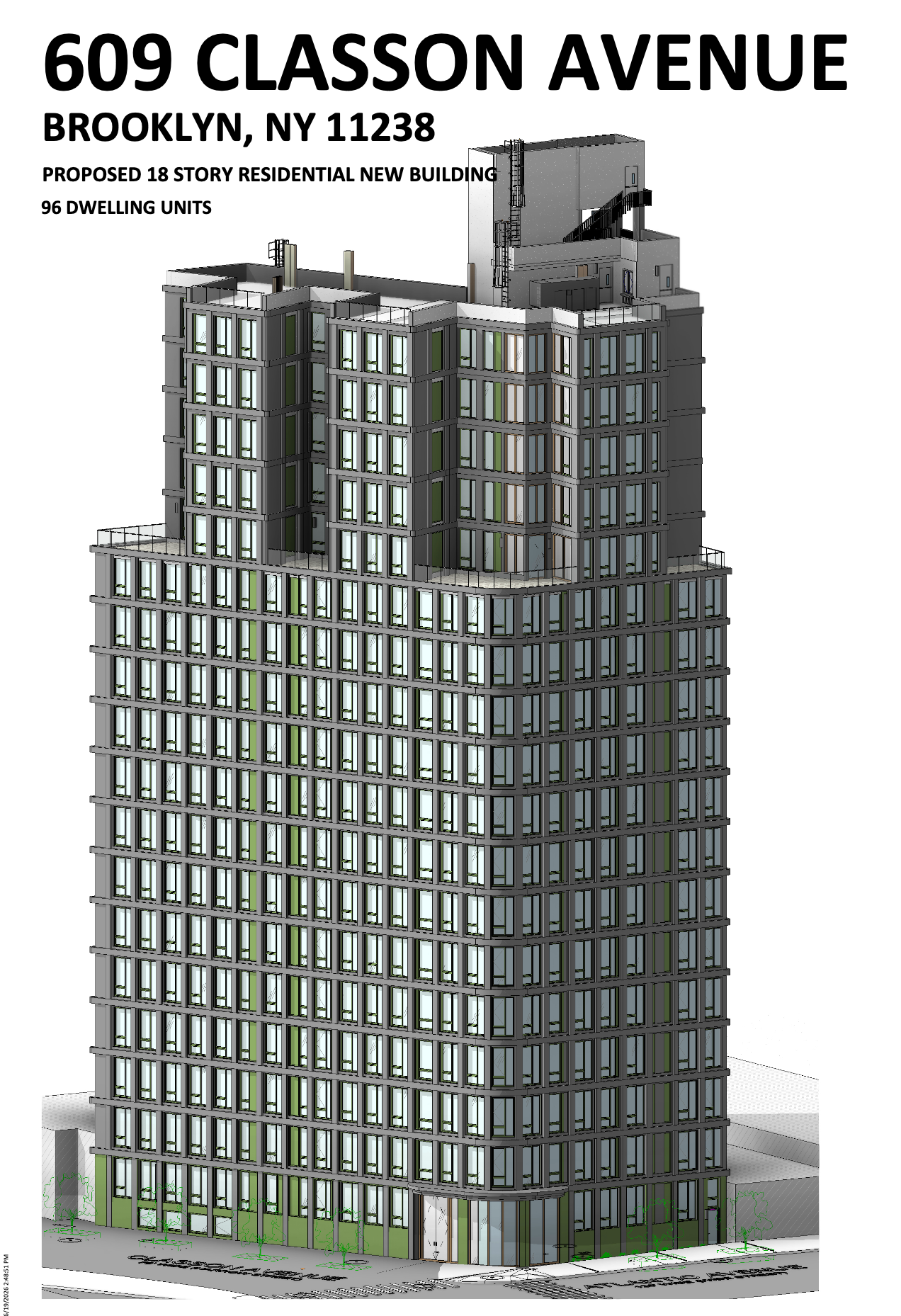 609 Classon Avenue — 18-story residential, rendering