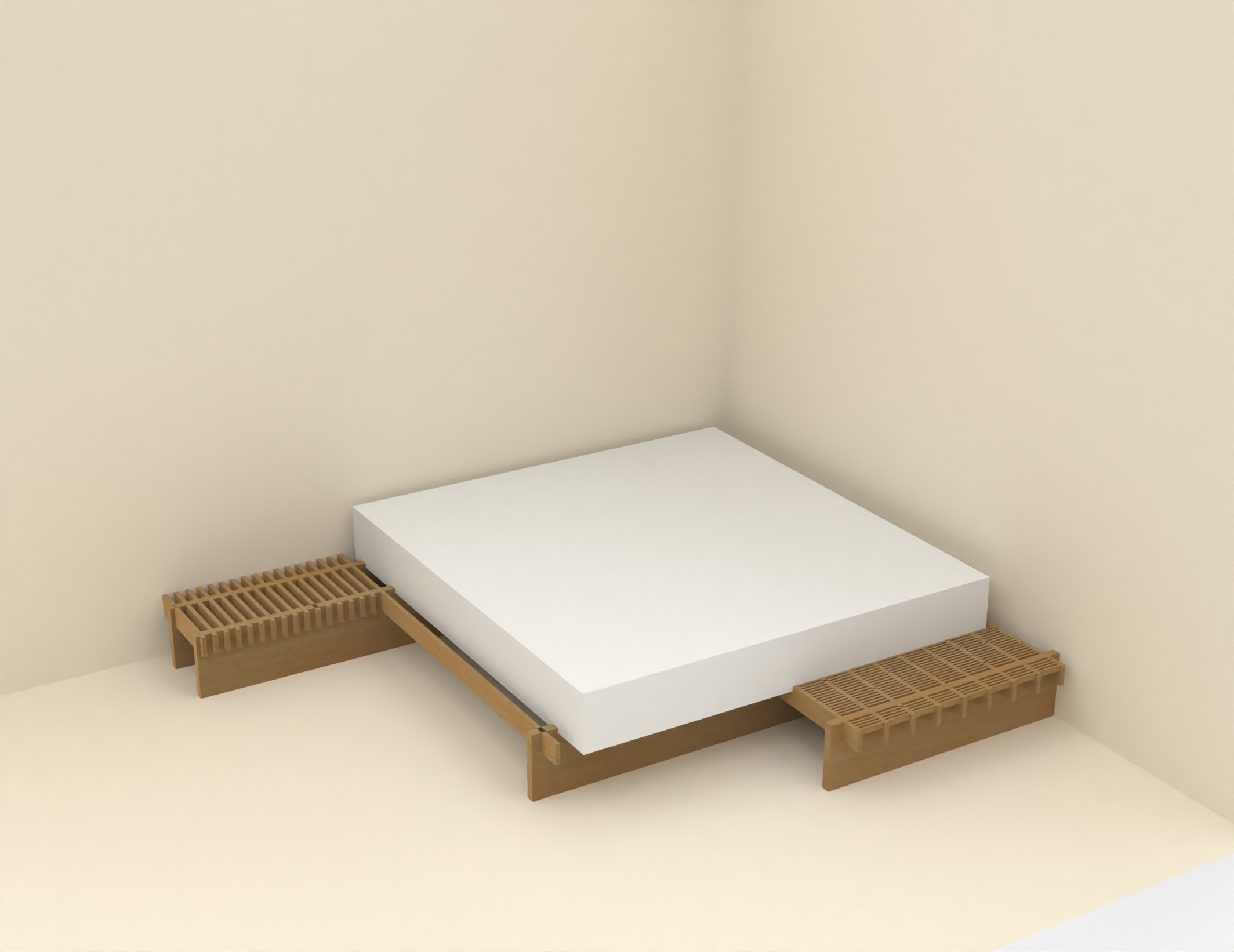 Bedframe 2 render with mattress